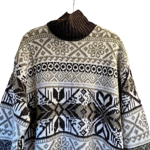 Vintage Women's Sweater L Brown Turtleneck Loose Fitting - Picture 6 of 16